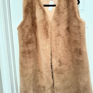 Ann Taylor Tan Faux Fur Vest